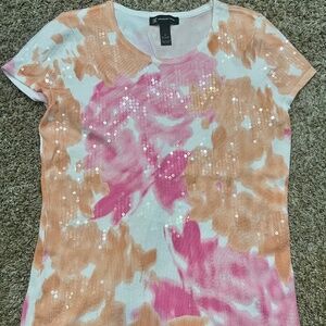 INC CONCEPTS ORANGE & PINK SEQUIN SWEATER